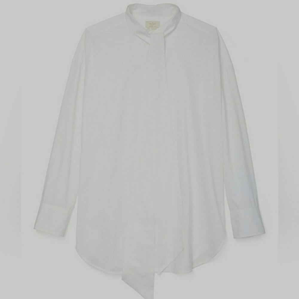 Kate Spade New York Poplin Tie Neck Shirt - Picture 6 of 7